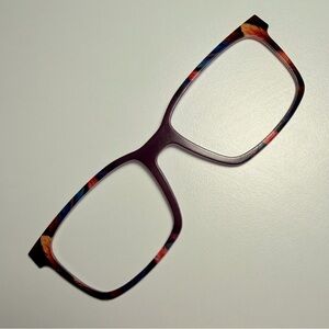 NEW The Kirby Eyeglass Glasses Topper for Pair Eyewear Plum Purple Feathers